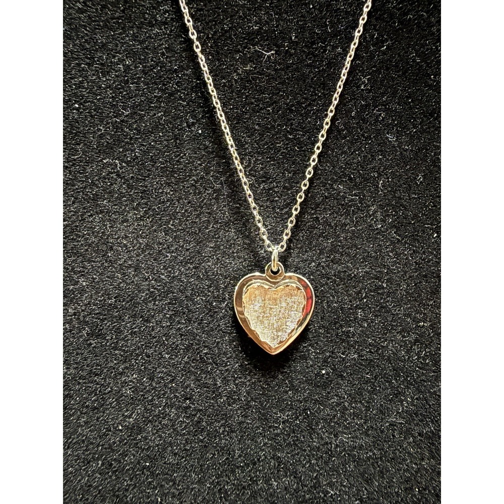 Vintage STERLING LA MODE 925 Dimensional Heart Pendant Chain Necklace